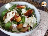 Rezept Süßer und herzhafter salat mit gerösteten pfirsichen, rucola und burrata
