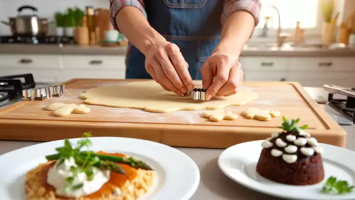 Tagesmenü, 26. April: kreative Tierkekse, Hühnerfilet mit Spargel und schokoladiger Tannenzapfen-Dessert