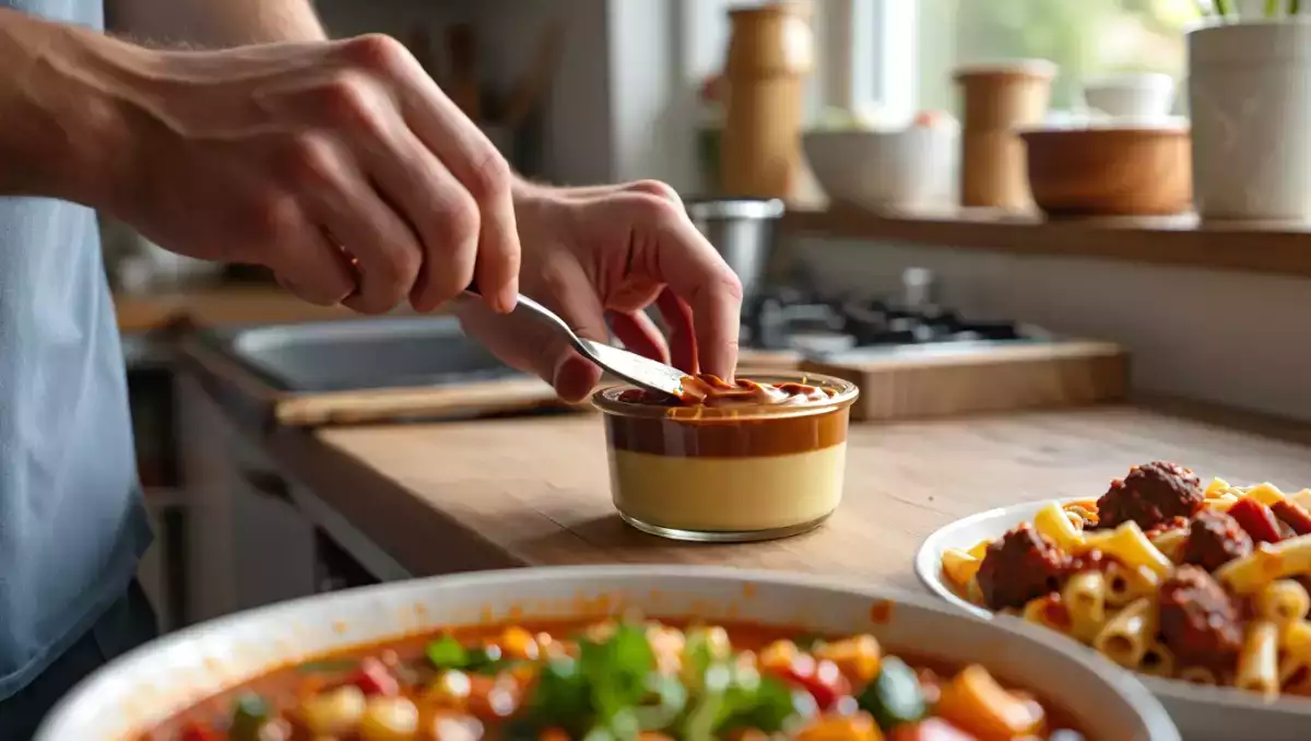 Tagesmenü, 5. Mai: köstliche vegetarische Chorba, Rigattoni mit Pilzen und Creme Caramel