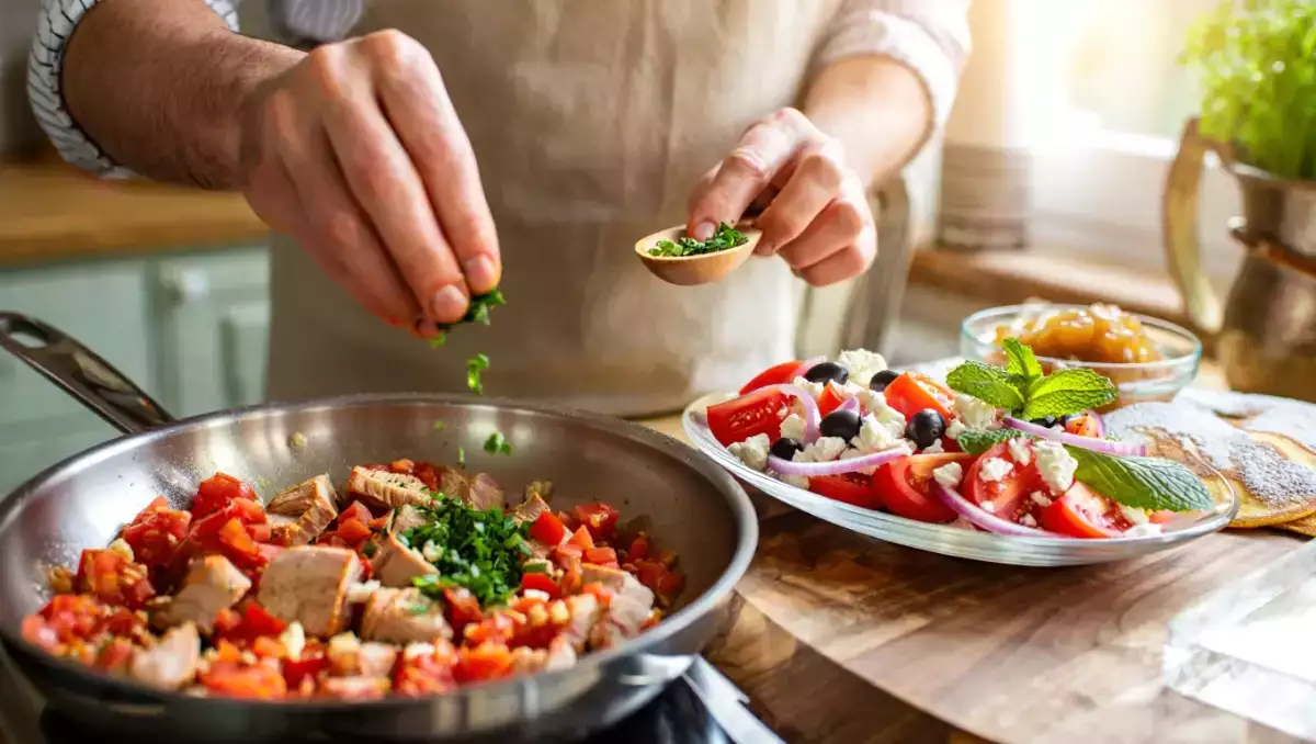 Tagesmenü, 27. Mai: Frischer Genuss mit griechischem Salat, Thunfisch all'arrabbiata und Pfannkuchen