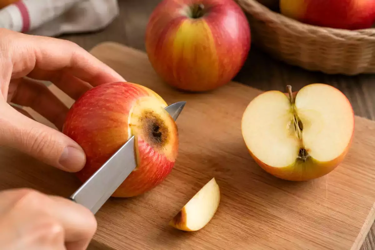 Kann man eine schimmlige Frucht essen, wenn man den verdorbenen Teil weggeschnitten hat?