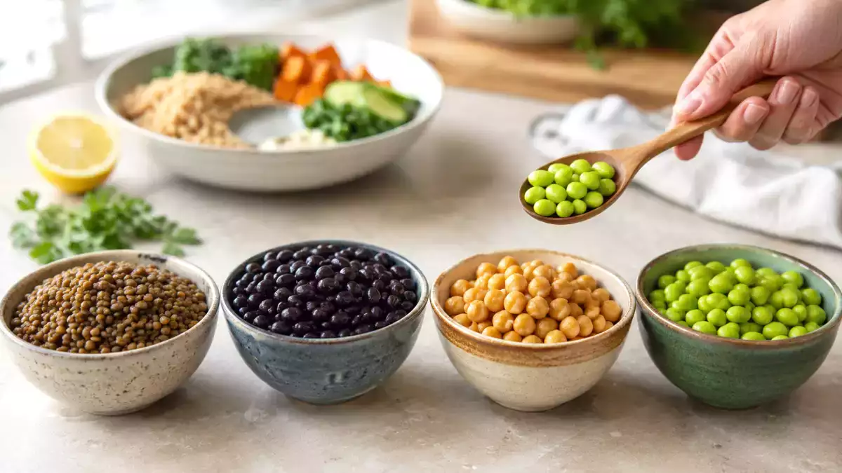 Wie viel Eiweiß und Ballaststoffe liefern Linsen, Bohnen, Kichererbsen und Edamame tatsächlich pro Portion?