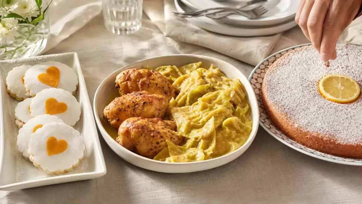 Tagesmenü, 2. Oktober: Zitrus-Mürbteigkekse, Thai-Curry-Spitzkohl mit Hähnchen und saftiger Zitronenkuchen
