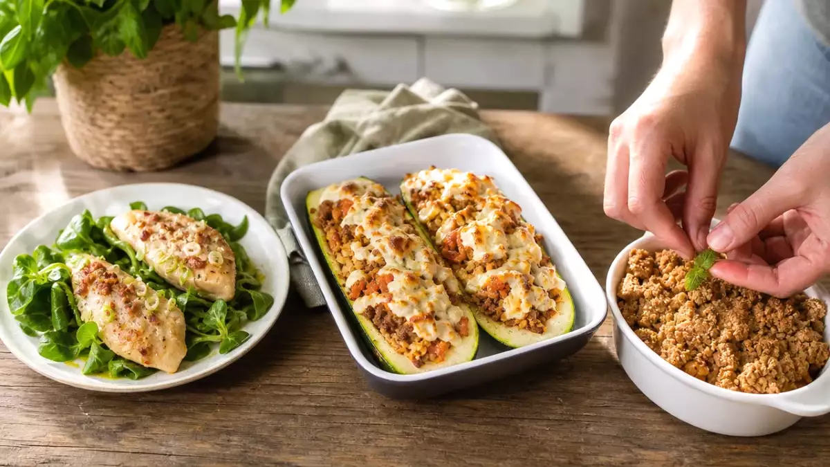 Tagesmenü, 10. Oktober 2026: Parmesan-Birnen, gefüllte Zucchini und veganer Apfel-Crumble
