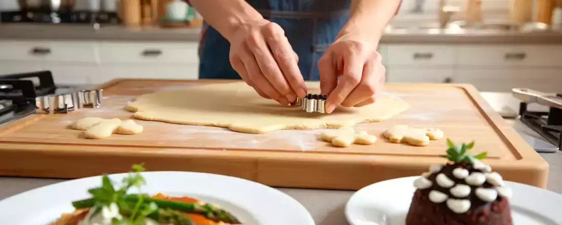 Tagesmenü, 26. April: kreative Tierkekse, Hühnerfilet mit Spargel und schokoladiger Tannenzapfen-Dessert