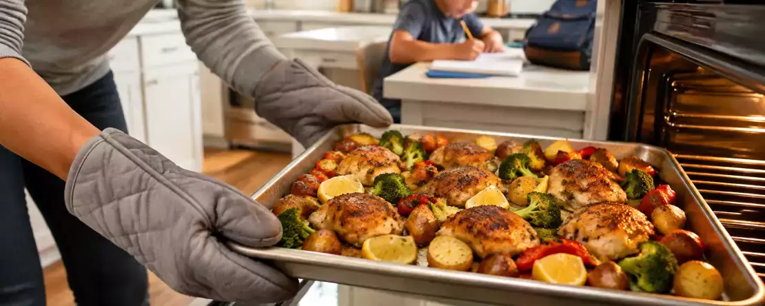Das Abendessen unter der Woche scheint unmöglich? Überlassen Sie die Arbeit einfach dem Backblech