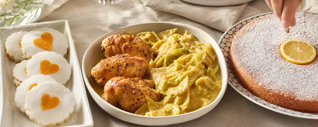 Tagesmenü, 2. Oktober: Zitrus-Mürbteigkekse, Thai-Curry-Spitzkohl mit Hähnchen und saftiger Zitronenkuchen