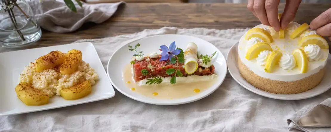 Tagesmenü, 4. Oktober: Zimtäpfel-Milchreis, würziges Rindertatar und Zitronen-Cheesecake