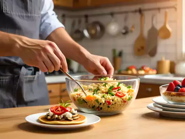 Tagesmenü, 4. Mai: köstliche Pfannkuchen, erfrischender Couscoussalat und proteinreicher Kuchen