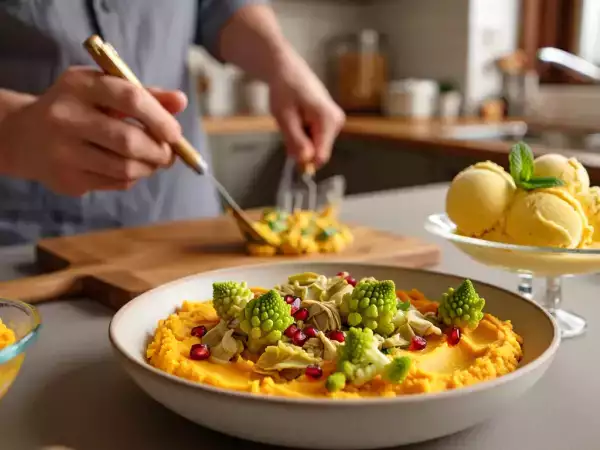 Tagesmenü, 24. Mai: köstliche Süßkartoffelstampf, zartes Kalbfleisch und erfrischendes Mangoeis