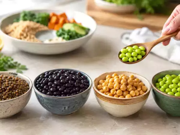Wie viel Eiweiß und Ballaststoffe liefern Linsen, Bohnen, Kichererbsen und Edamame tatsächlich pro Portion?