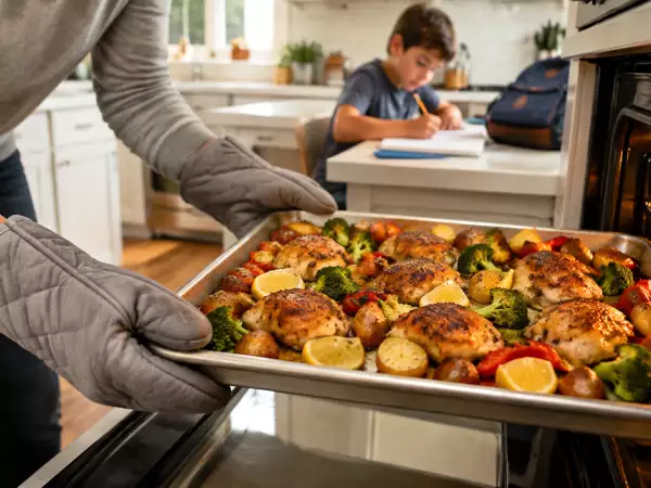 Das Abendessen unter der Woche scheint unmöglich? Überlassen Sie die Arbeit einfach dem Backblech