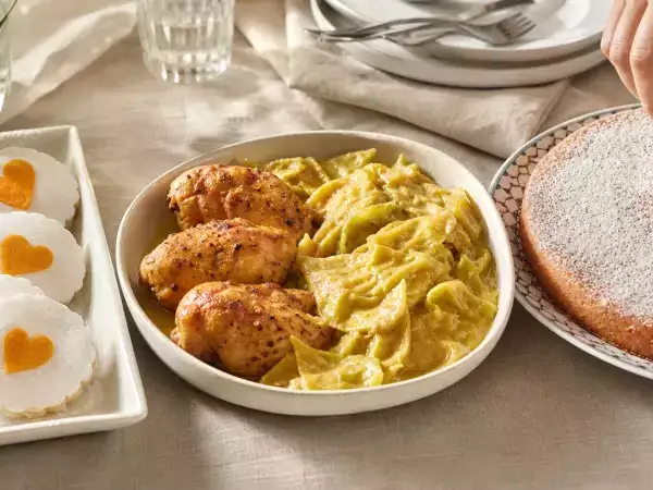 Tagesmenü, 2. Oktober: Zitrus-Mürbteigkekse, Thai-Curry-Spitzkohl mit Hähnchen und saftiger Zitronenkuchen