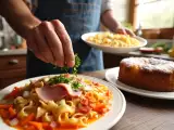 Artikel: Tagesmenü, 14. Juni: köstliche Schinkennudeln, Blitzpasta und ein einfacher Naturkuchen