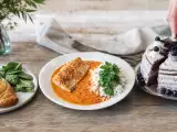Artikel: Tagesmenü, 15. Oktober: Knusprige Spinatpäckchen, Fisch mit Papayasauce und Blaubeertorte