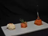 Rezept Salmon three ways (mousse / tartar with ginger / cooked in caramel)