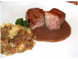 Rezept Kalbsrücken mit frankophiler beilage und burgundersoße