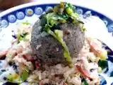 Rezept I love südtirol: schwarzplentene käseknödel mit lauchschmalz und speckkrautsalat