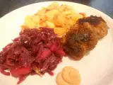 Rezept Linsenfrikadellen mit cranberry ~ apfelrotkohl und bratkartoffeln