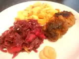 Rezept Linsenfrikadellen mit cranberry ~ apfelrotkohl und bratkartoffeln
