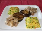 Rezept Aubergine mit champignons und curryreis