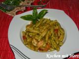 Rezept Pasta gamberi e pesto