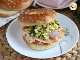 Rezept Truthahn-bagel-sandwich mit krautsalat und hartgekochtem ei