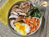 Rezept Vegetarische buddha-bowl mit buchweizen, gemüse und pochiertem ei