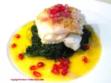 Rezept Bitte keine hektik confierter skrei-loins auf blattspinat, orientalisch inspirieriert