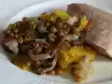 Rezept Perlhuhn auf linsen-speck-orangen-gemüse