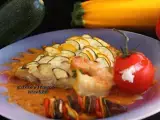 Rezept Zackenbarsch mit zucchinischuppen auf ratatouillesauce