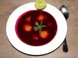 Rezept Rote beete kaltschale mit campari und orangeneiswürfeln