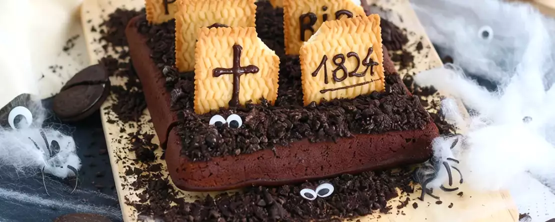 Halloween-brownie als friedhof : einfaches grusel-dessert