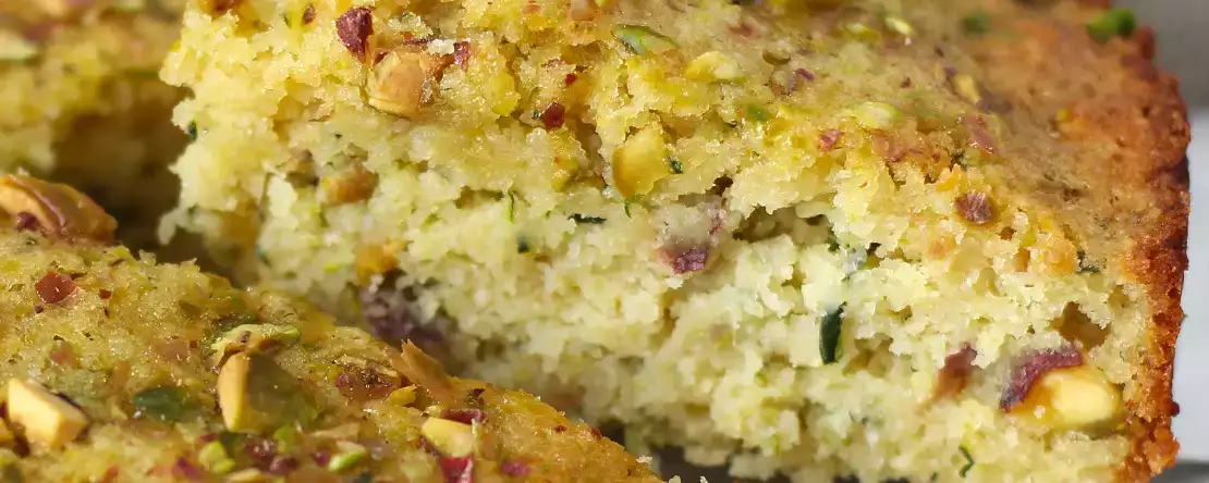 Ultra saftiger kuchen mit pistazien, limetten und zucchini