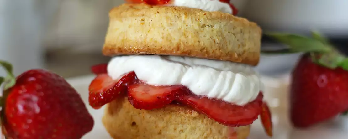 Strawberry shortcake, der amerikanische erdbeer-sahne-kuchen, der nie versagt
