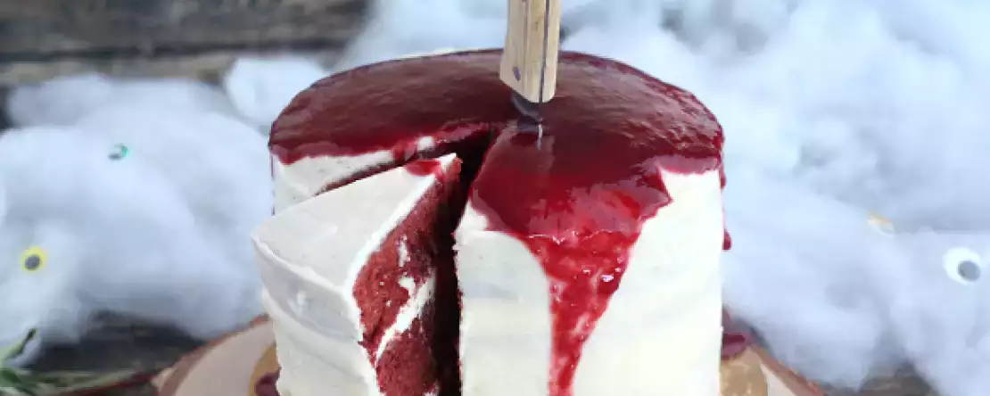 Halloween-Red-Velvet-Torte : gruselig und spektakulär
