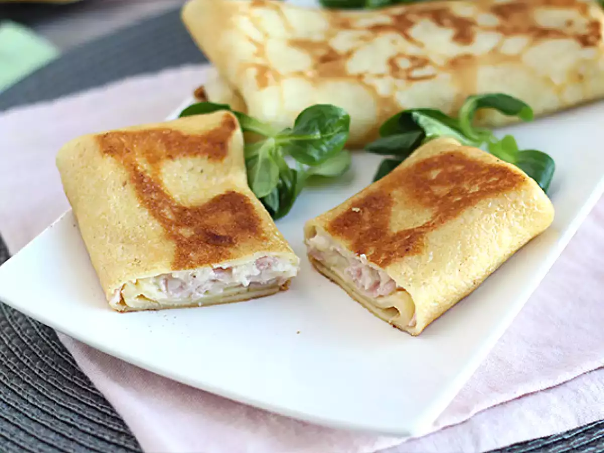 Rezept Crêpes gefüllt mit béchamel, käse und schinken