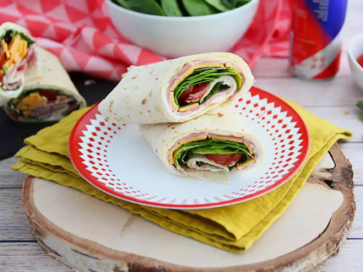 Rezept Spinat-cheddar-schinken-wraps