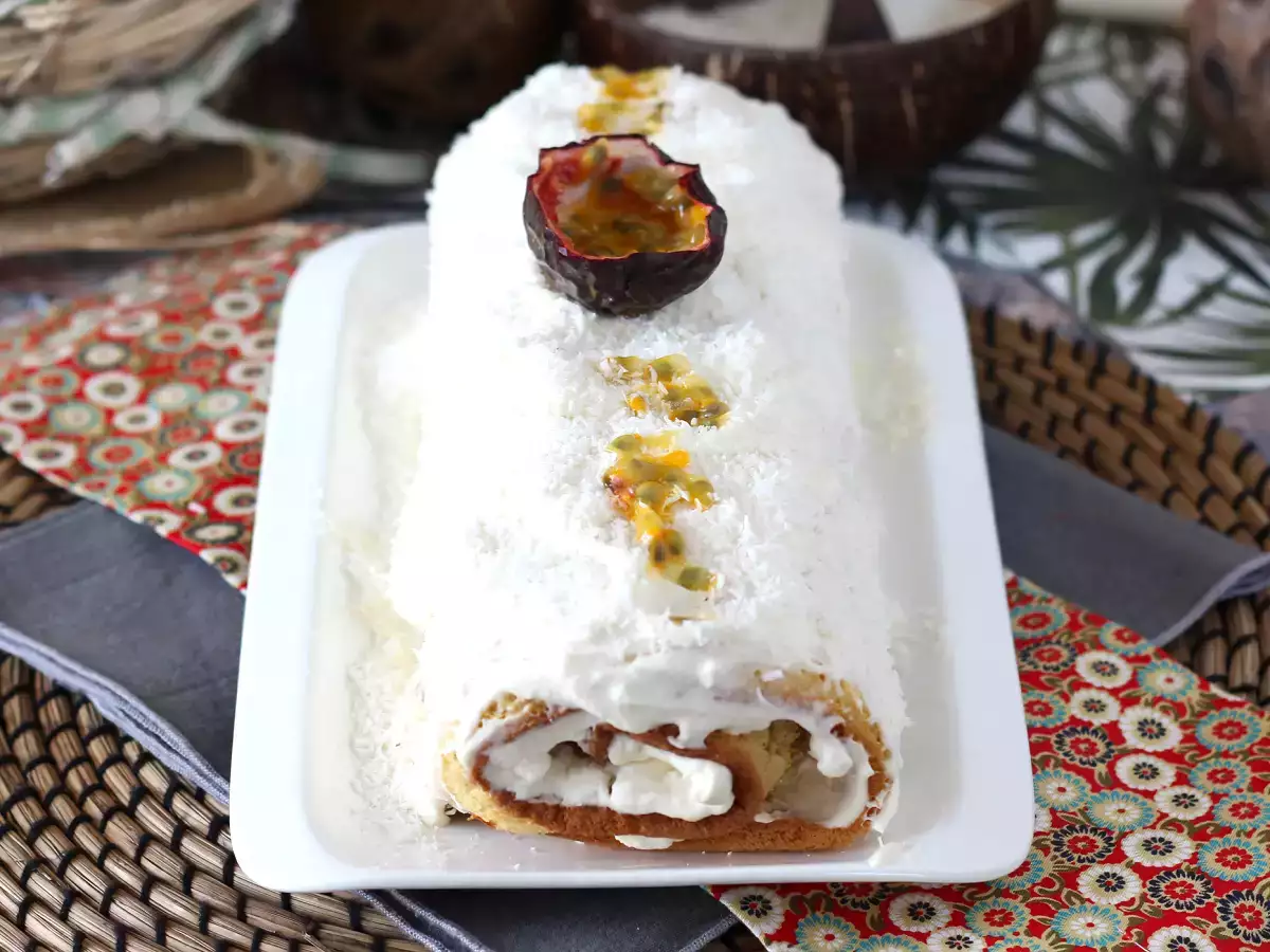 Rezept Kokos-passionsfrucht-rolle, perfekt als weihnachtsstollen