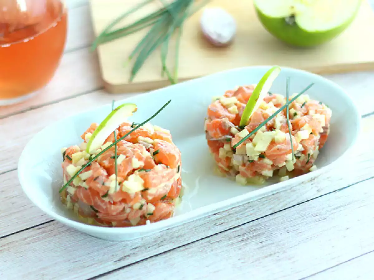 Rezept Gut gekühltes tartar mit lachs und grünem apfel