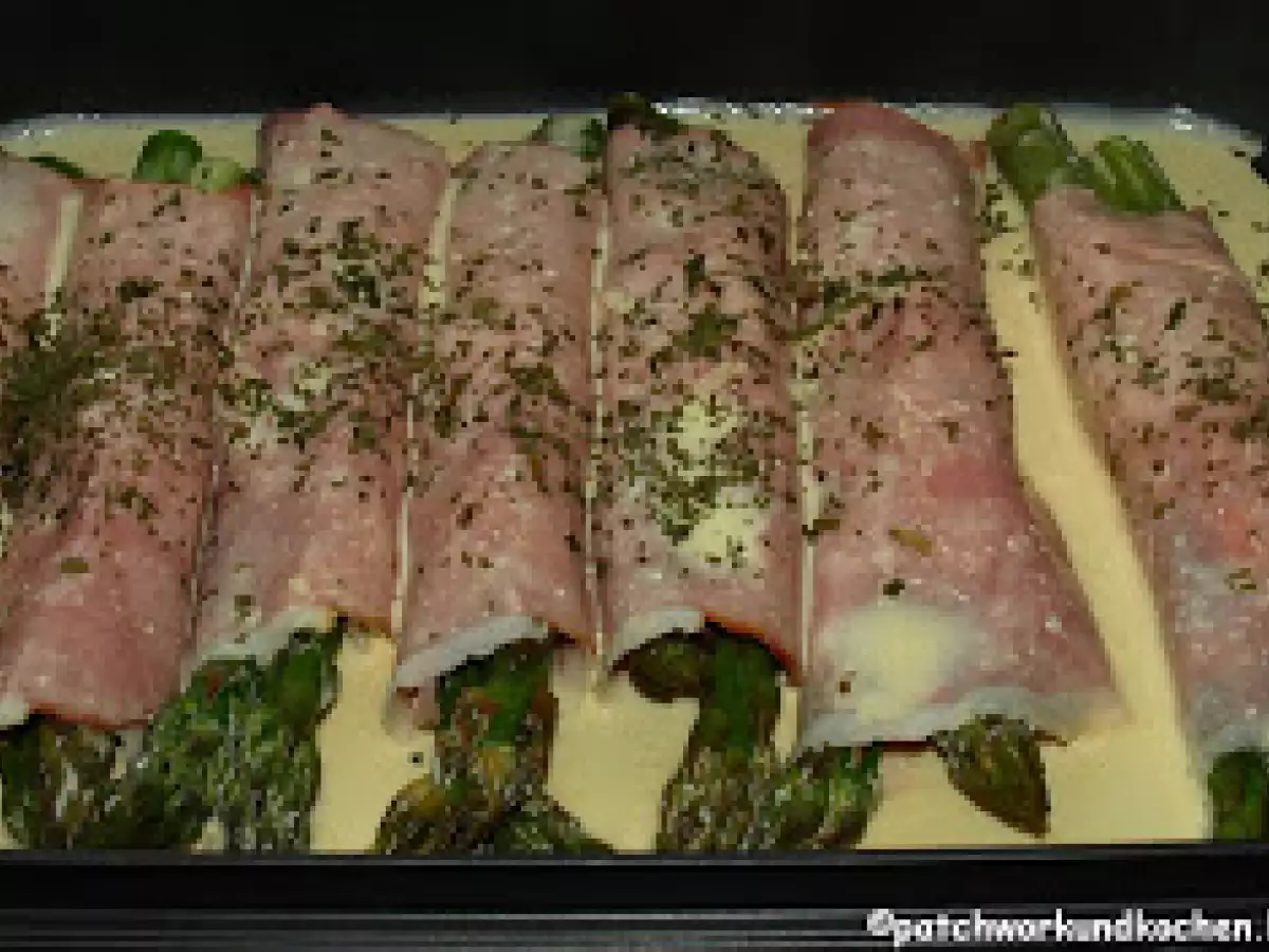 Rezept Grüner spargel im schinken-kartoffelmantel