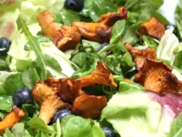 Rezept Salat deluxe mit pfifferlingen und heidelbeeren
