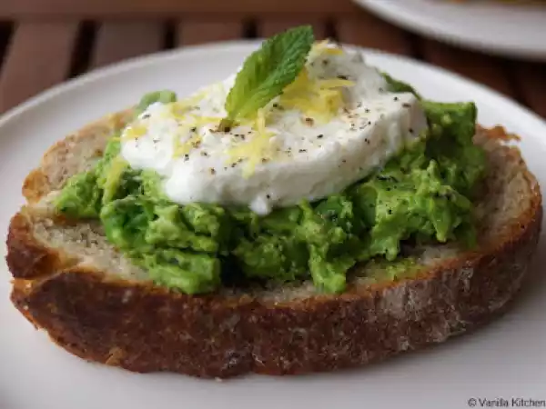 Rezept Tartines mit mozzarella und erbsen-minze-mus