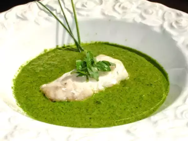 Rezept Brunnenkressecreme mit confiertem bacalao