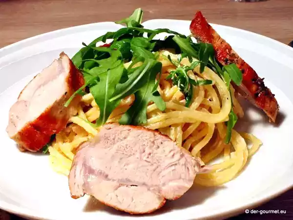 Rezept Zitronen pasta mit schweinenacken