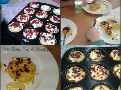 Rezept Kinder in der küche: muffins spaghetti carbonara