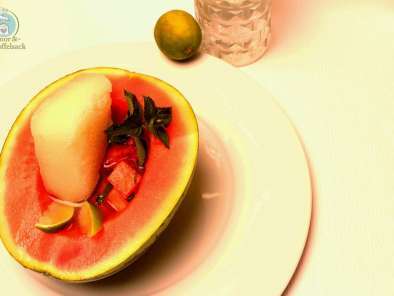 Rezept Limettensorbet in der melonenbadewanne