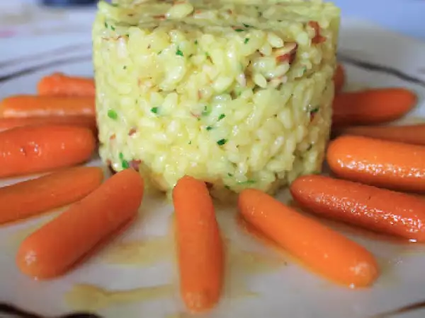 Rezept Mandel-risotto mit karamellisierte babymöhren