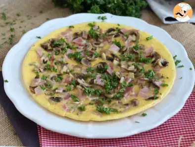 Rezept Super einfaches omelett mit pilzen, schinken und petersilie