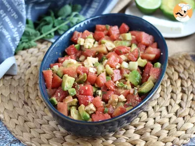 Rezept Wassermelonen-, feta-, avocado- und gurkensalat: extra frisch!